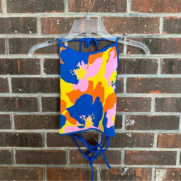 Zara Tops Multicolored Floral Strappy Zara Halter Crop Top Poshmark